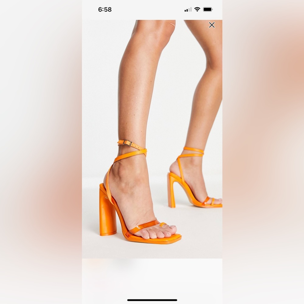 ASOS Orange heels with 4.5 inch heel and clear strap
